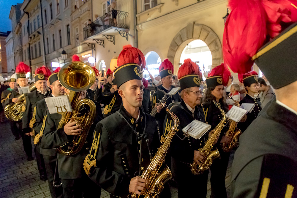 Górnicza orkiestra na ulicy Floriańskiej