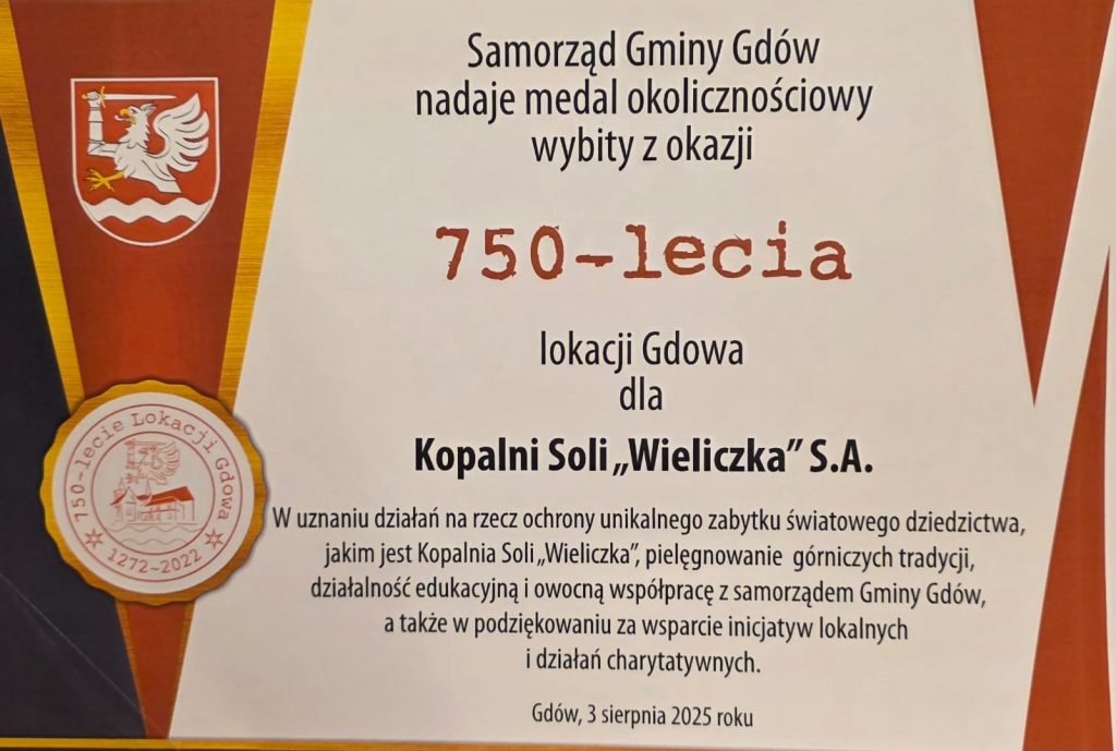 Dyplom towarzyszący medalowi - wraz z uzasadnieniem